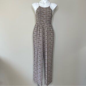 Forever 21 Muted Floral Patterned Wide Leg Jumpsuit